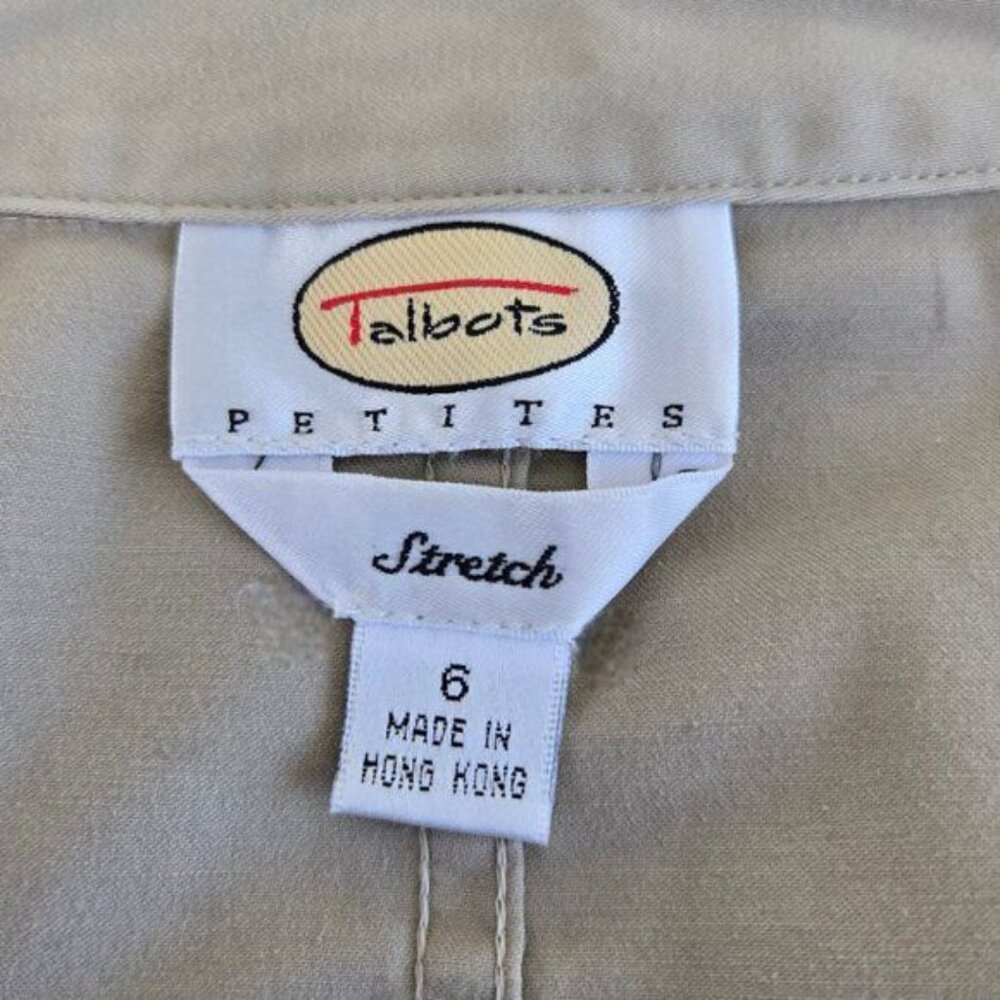 Talbots Size 6 Petite Womens Tan Stretch Cotton Jacket Button Closure & Pockets - Picture 4 of 5